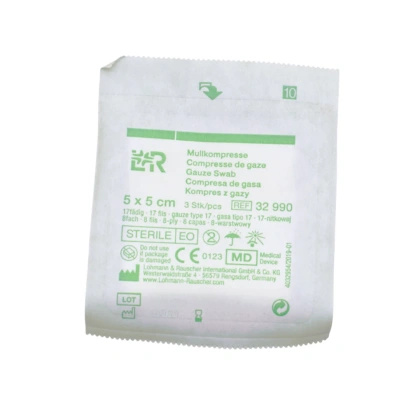 Kompresy gazowe 17. nitkowe 8. warst. 5 x 5 cm. (3 szt.) sterylne - L&R