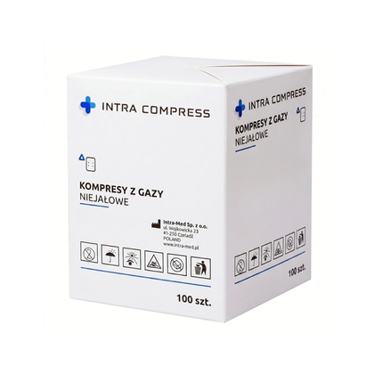 Kompresy gazowe 17. nitkowe 8. warst. 7,5 x 7,5 cm (100 szt.) - Intra Med