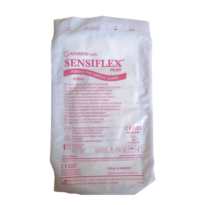 Sensiflex - Rękawice lateksowe, bezpudrowe sterylne (1 para)