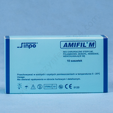 NICI AMIFIL M 1/0 ig. 37 mm, 3/8 koła, odwrotnie tnąca / 75 cm - niewchłanialne, monofilament (10 szt.)