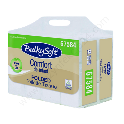 Papier toaletowy w składce ZZ miękki, 2-warst. biały, 24 m (6000 listków) - BulkySoft Comfort